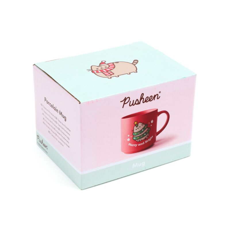 Christmas pousse la grande tasse de porcelaine de chat