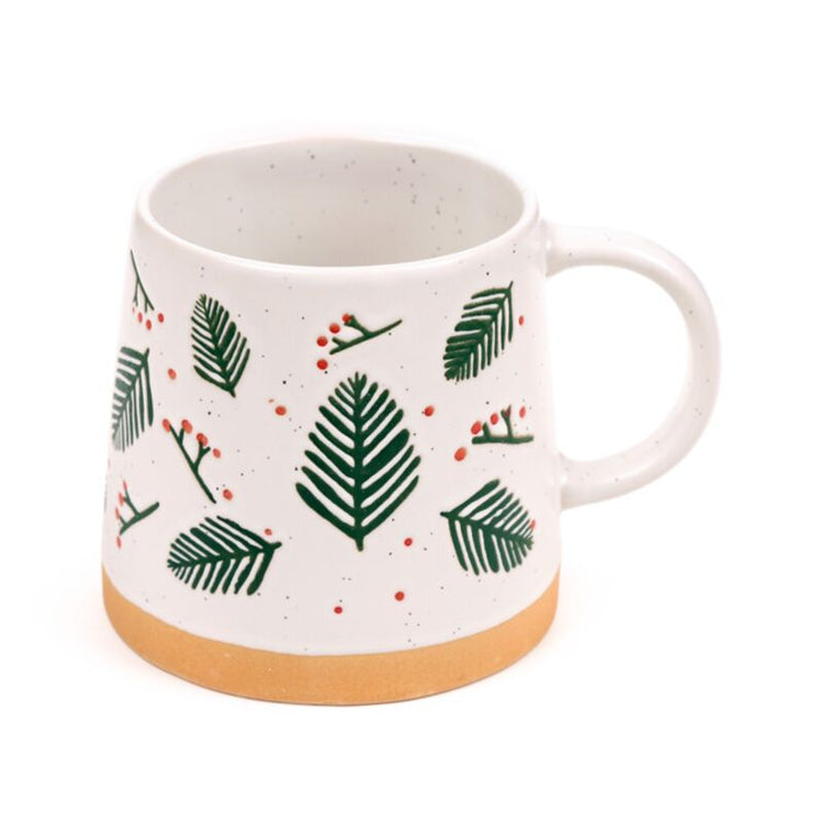 Pine Branch Berries Tapse Stoneware Mug