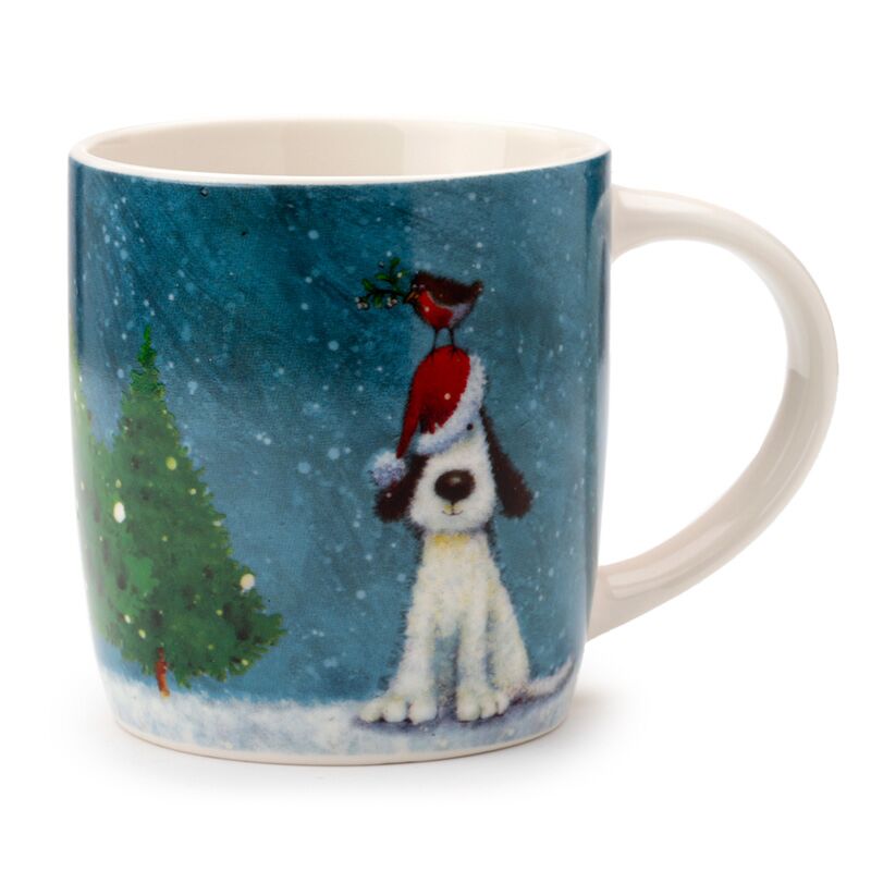 Jan Pashley Christmas Dog Robin Porcelain Tug
