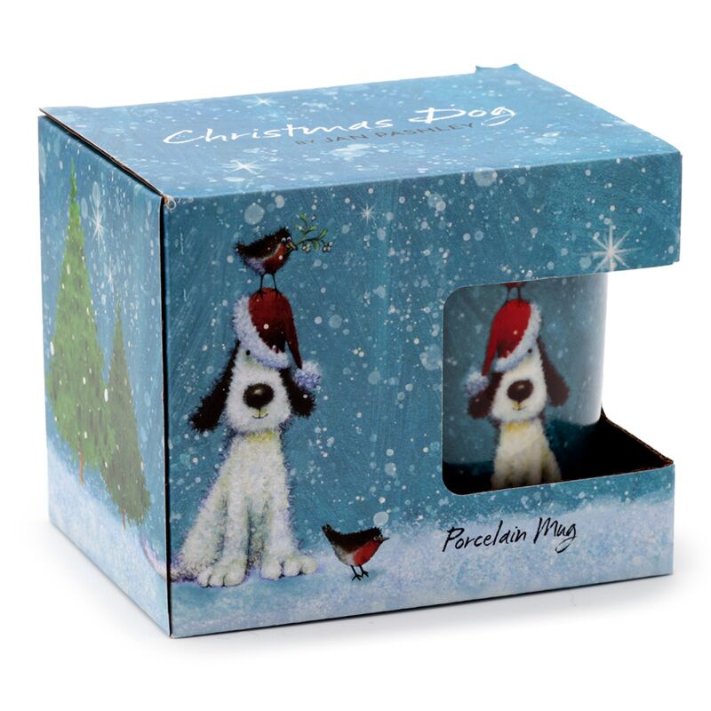 Jan Pashley Christmas Dog Robin Porcelain Tug
