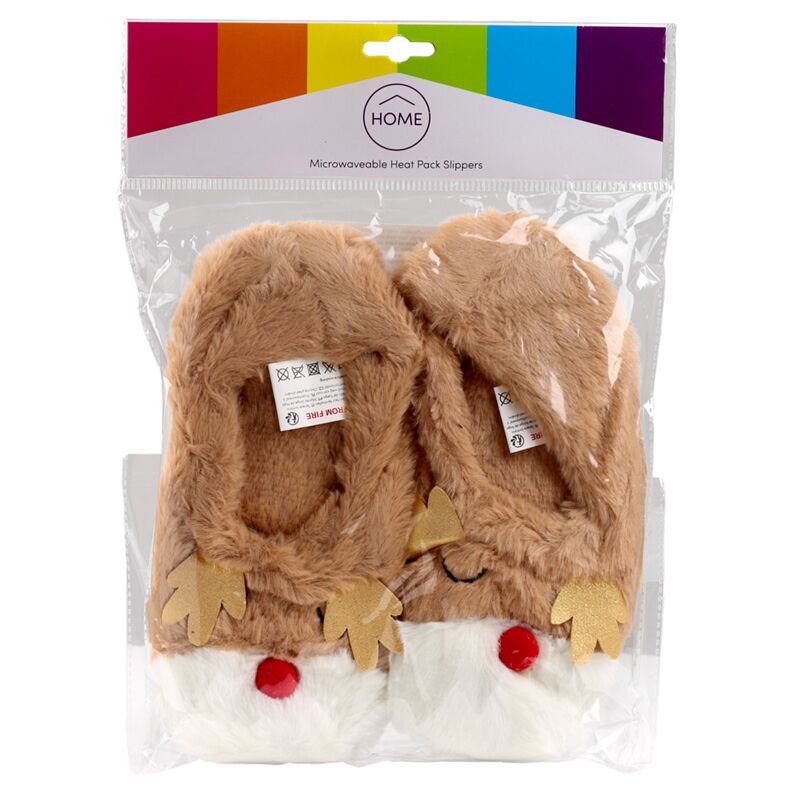 Reindeer Microwave Heatpack Slippers (Unisex One Taille)