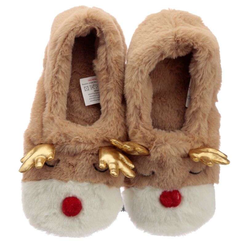 Reindeer Microwave Heatpack Slippers (Unisex One Taille)