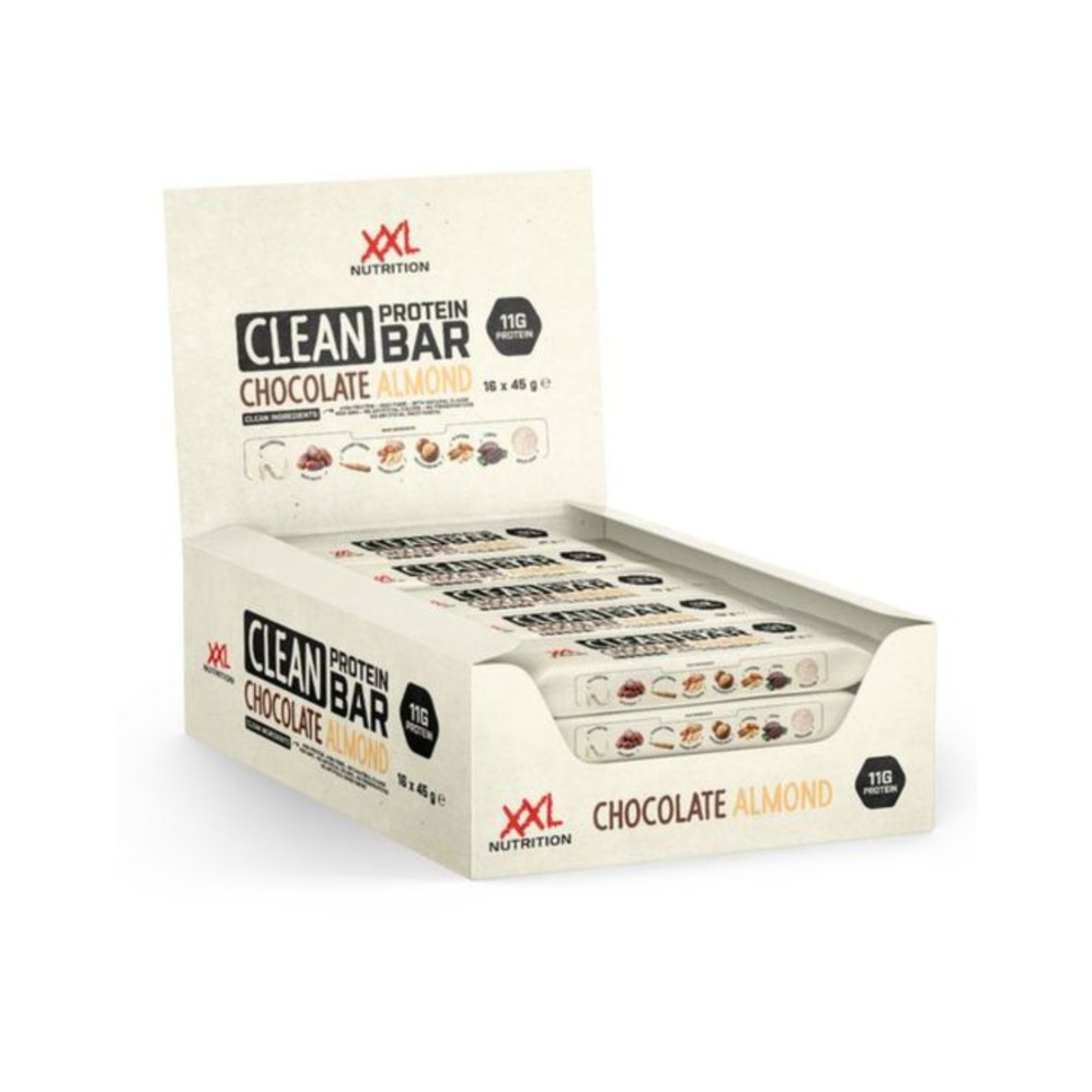 Xxl nutrition barre protéinée clean choco amande (16x 45 gr)