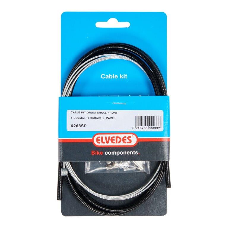 Kit de câble de frein à tambour Elvedes 1000mm 1250mm galvanisé - noir (sur carte)