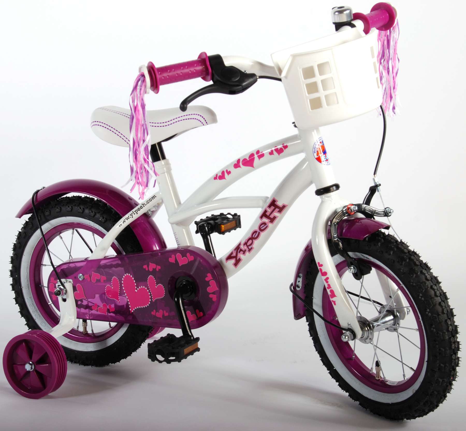 Volare Heart Cruiser Children's Bike - Girls - 12 pouces - Purple blanc