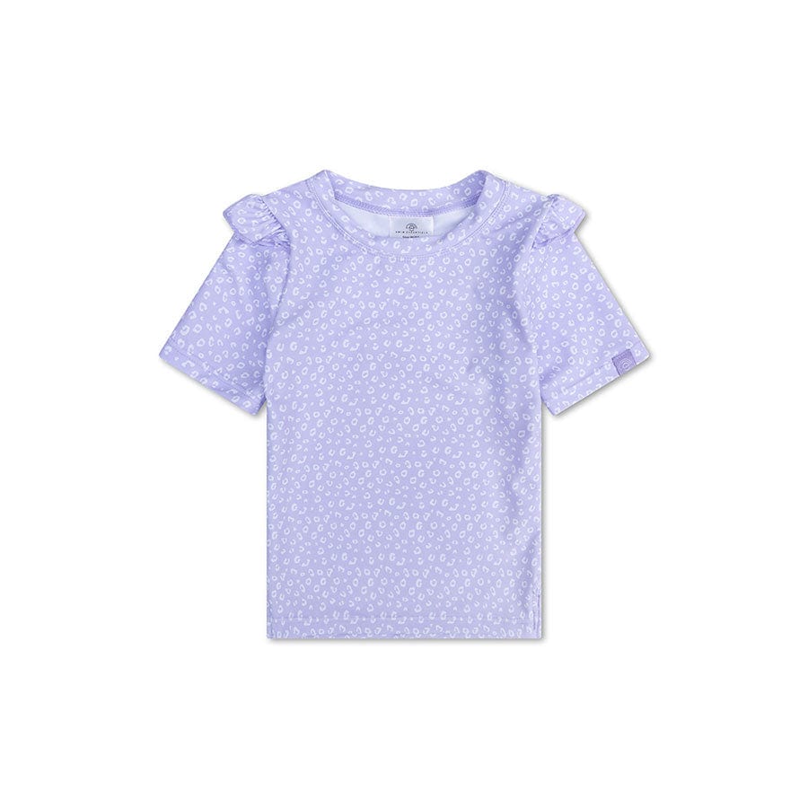 Léopard | Chemise de natation Lila UV avec manches courtes