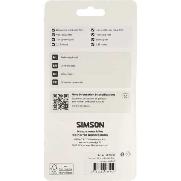 Câble intérieur de frein Simson universel en acier inoxydable
