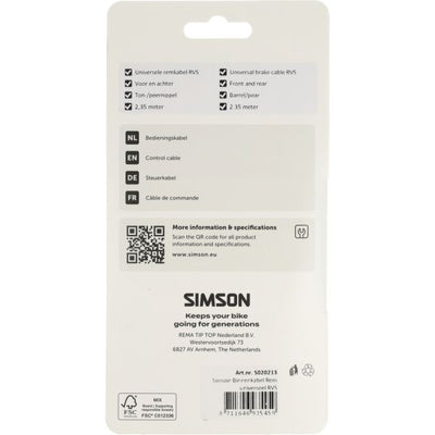 Câble intérieur de frein Simson universel en acier inoxydable