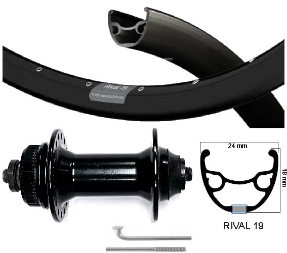 KGS Roue avant de 28 pouces (622) Rival 19 Spaken en acier inoxydable Centrlock
