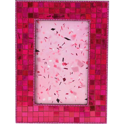 Cadre photo style maison 20x15cm avec miroir mosaïque