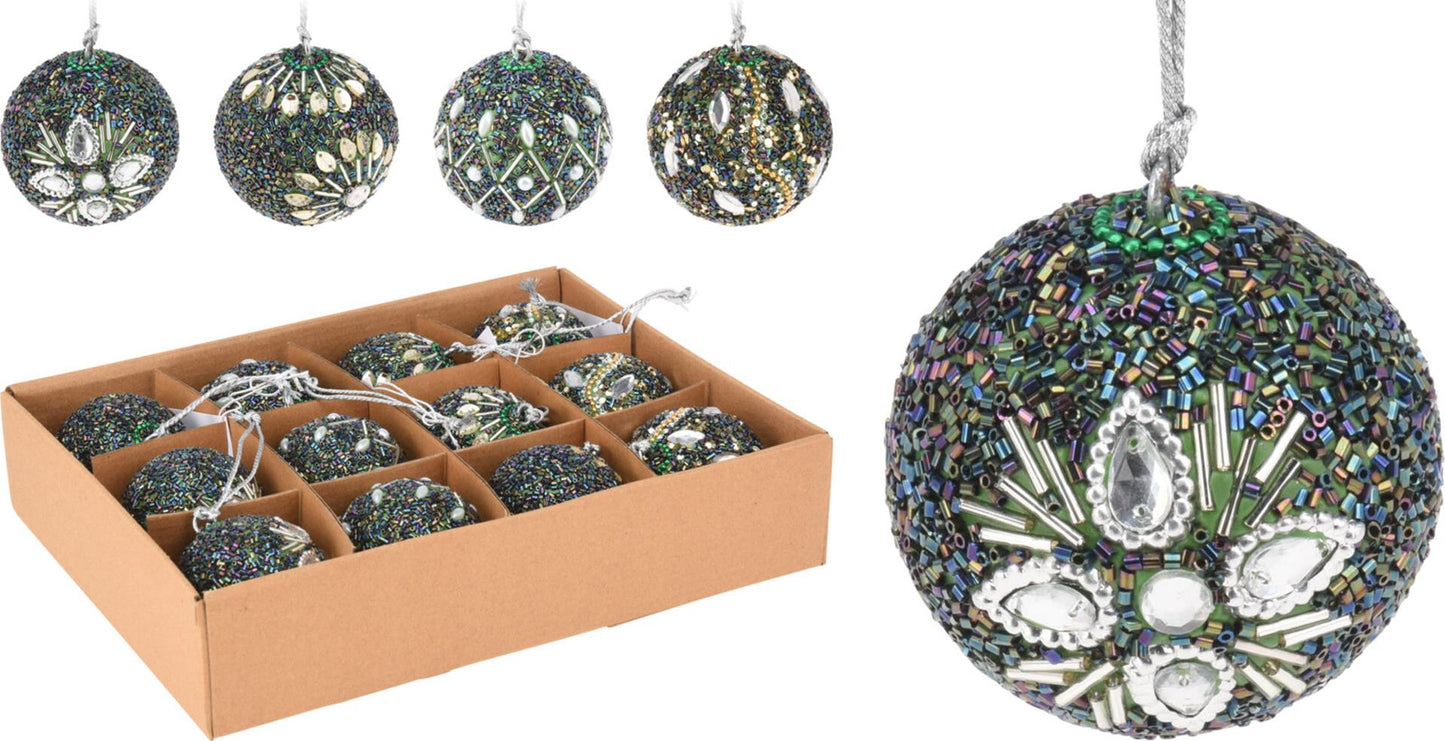 Boule de Noël Home Stylisme avec perles 6cm multicolore