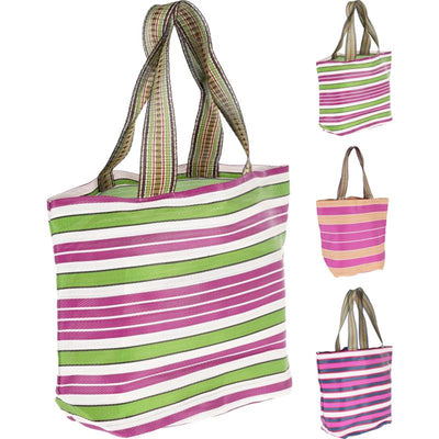 Shopper home style rayures avec poignées