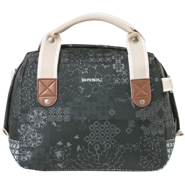Basil Bohème City Bag - élégant sac vert à main, à bandoulière et à guidon pour femmes, adapté aux vélos électriques et aux vélos de ville - noir