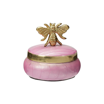 Boîte de rangement style maison en métal rose de 8 cm