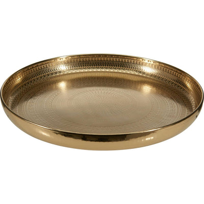Plateau de décoration en métal design martelé Ø34x3,5 cm doré