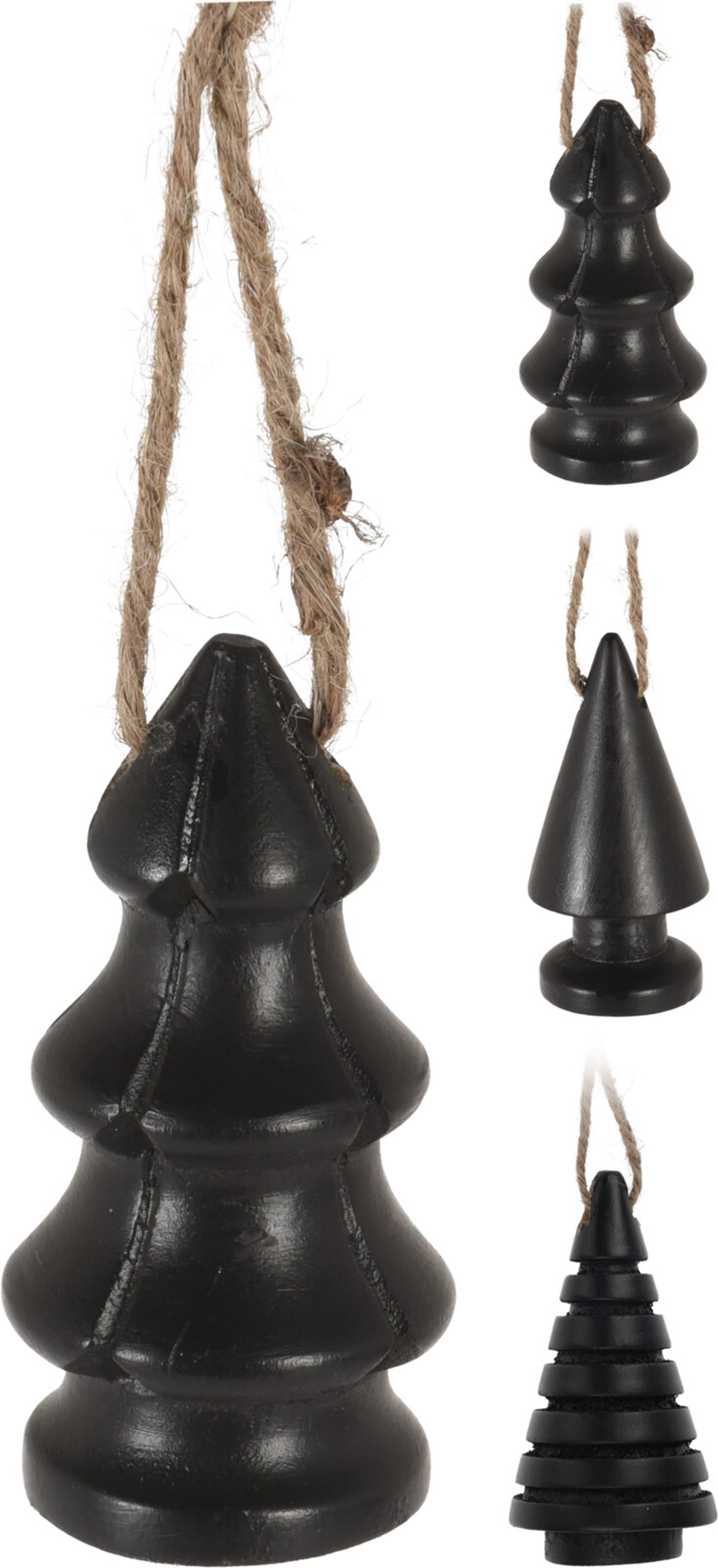 Décoration à suspendre pour sapin de Noël, style maison, bois de manguier, 9cm, noir