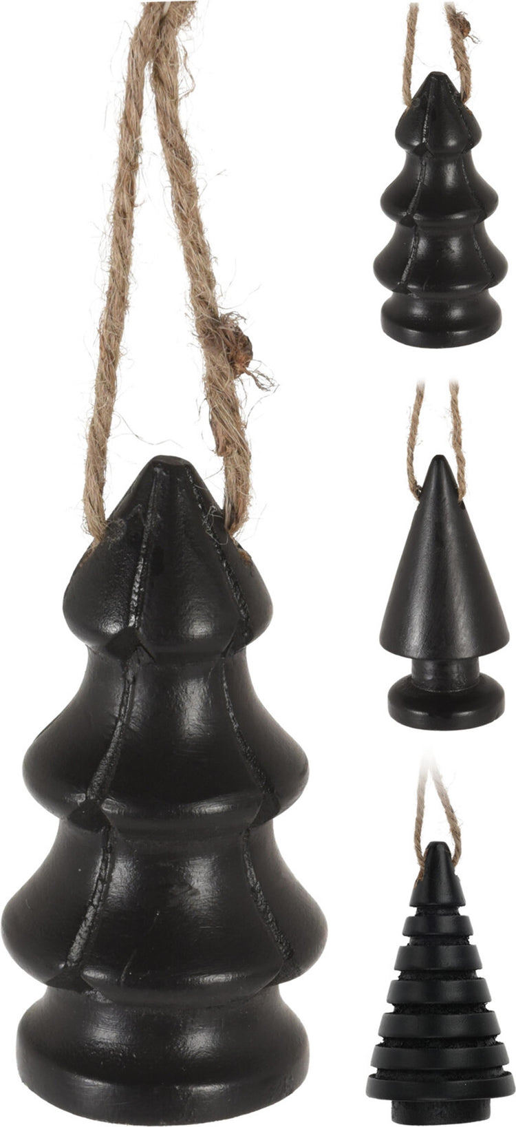 Décoration à suspendre pour sapin de Noël, style maison, bois de manguier, 9cm, noir