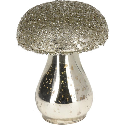 Image de décoration en verre champignon 8x10cm argent