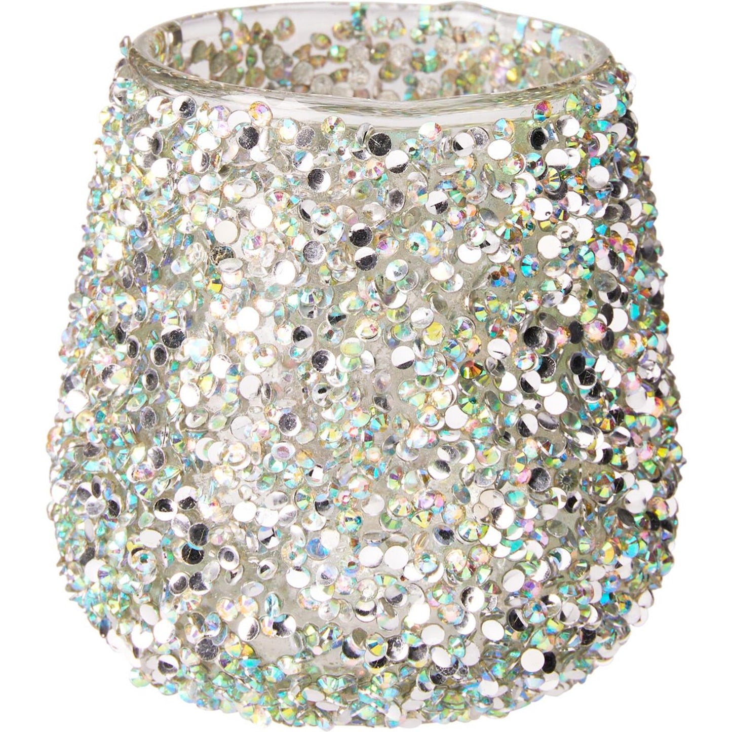 Photophore Home déco avec perles vert h8cm