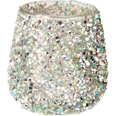 Photophore Home déco avec perles vert h8cm