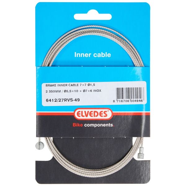 Elvedes Câble intérieur de frein 2250mm acier inoxydable V-nipple 6412 27RVS-49