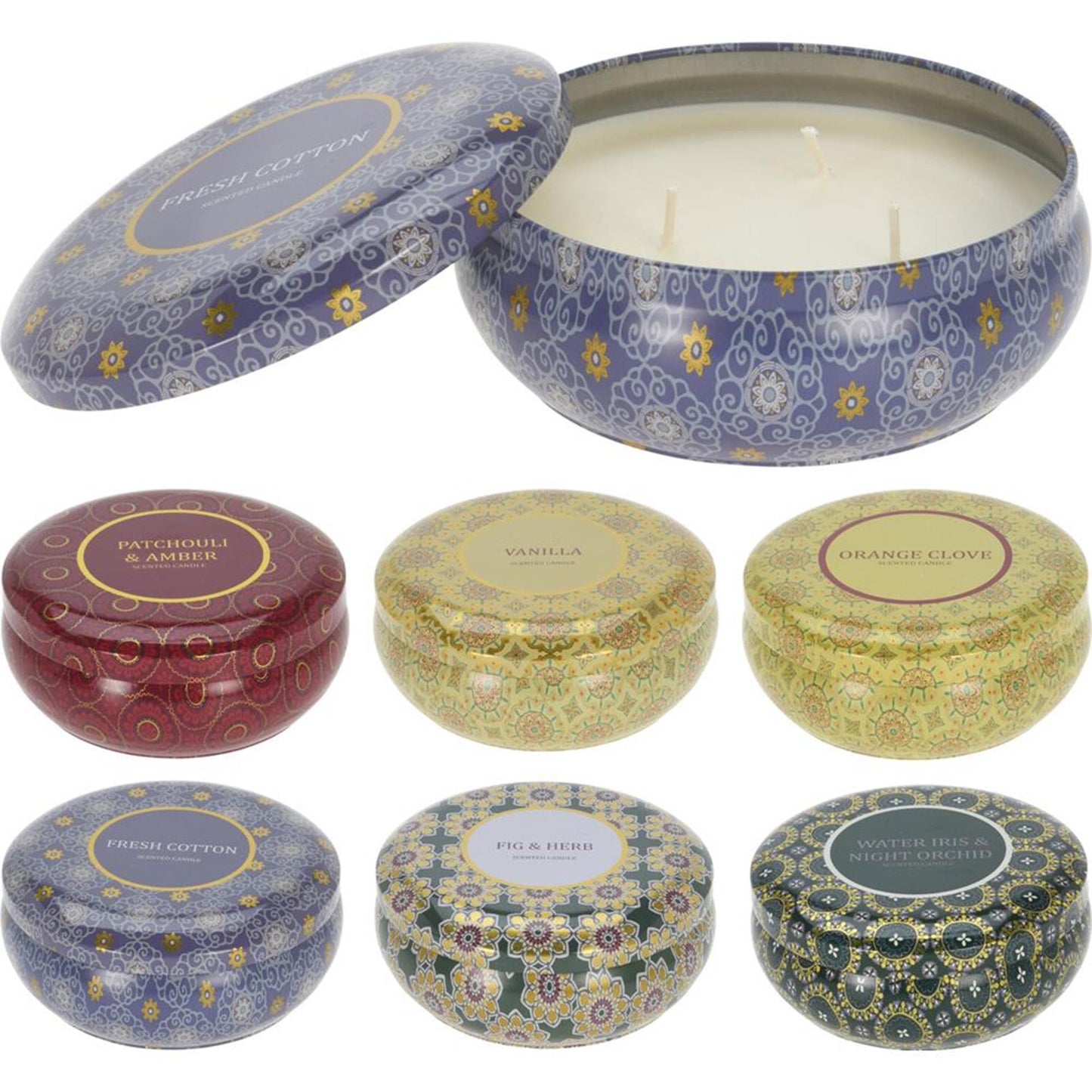 Bougie parfumée déco maison dans une boîte métallique 13,5x10,9cm
