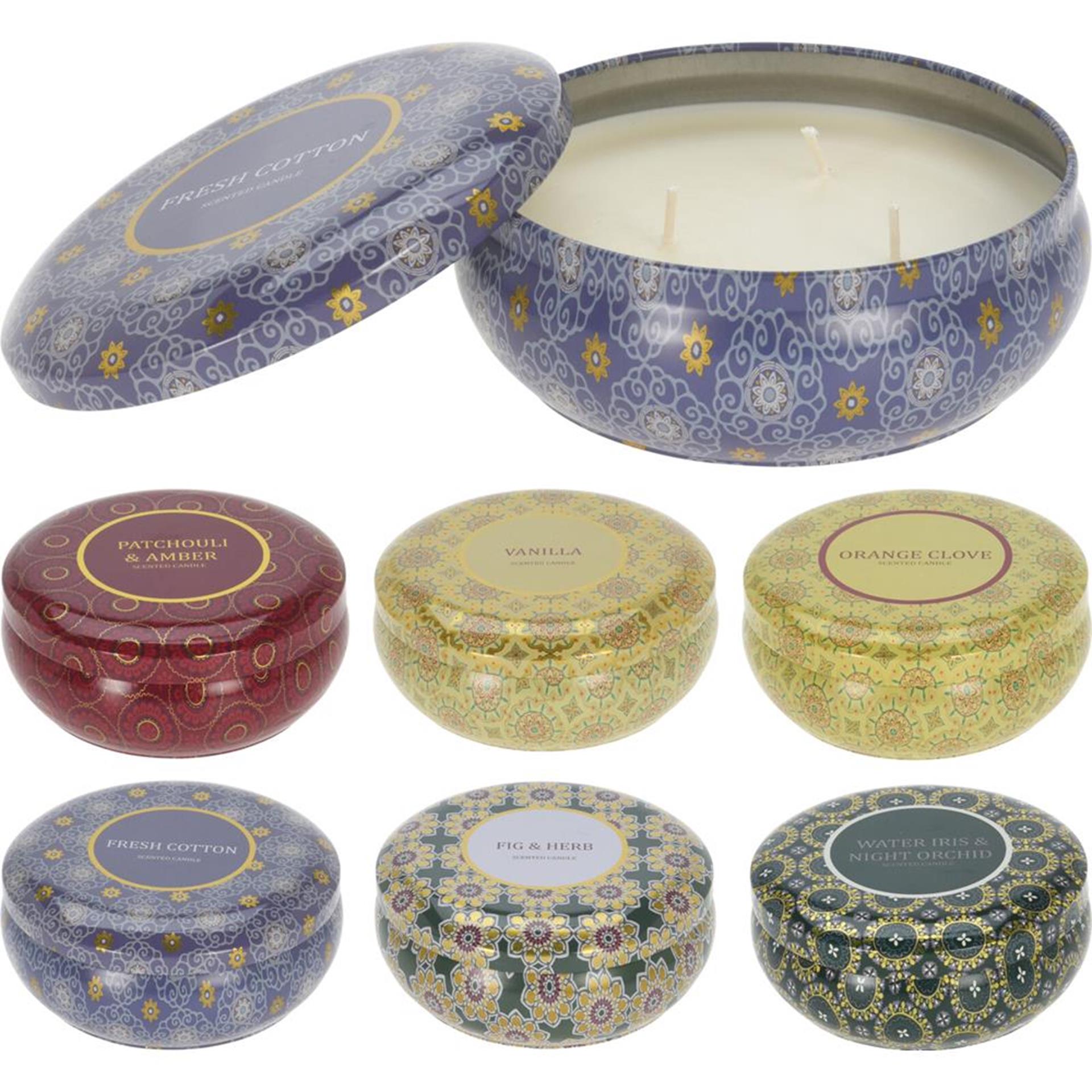 Bougie parfumée déco maison dans une boîte métallique 13,5x10,9cm