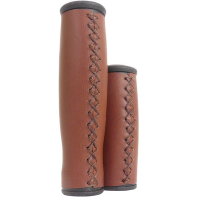 The Edge City Gatchles - Art Leather Bicycle Poignées, 135 92 mm, brun foncé