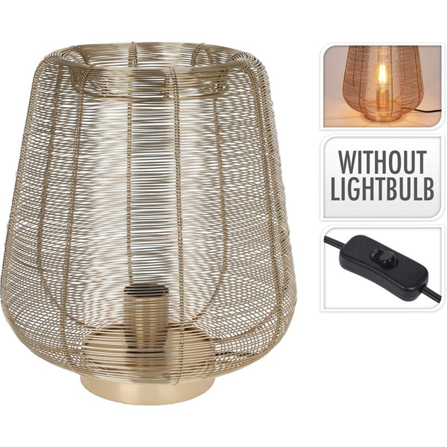 Lampe de table de style maison fil métallique 33cm doré