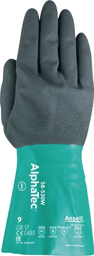 Gant chimique Ansell | taille 9 vert bouteille gris anthracite | et 388, et 374, et 1149 | psa catégorie iii | 6 paires - 58-530w-9 58-530w-9