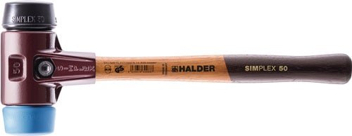 Marteau en plastique Halder | longueur 330 mm principal d. 40mm | bois tendre mi-dur | tpe-soft caoutchouc bleu noir | 1 pièce - 3012.040 3012.040