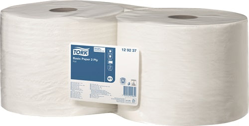 Tork poetsdoek | Californie. l340xb235 mm | blanc | 2 couches, perforées, avec relief | 2 stuks - 129237 129237