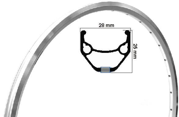 Ryde Velg Zac 421 28 pouces (622) Rim de frein argenté 36 trous doublés