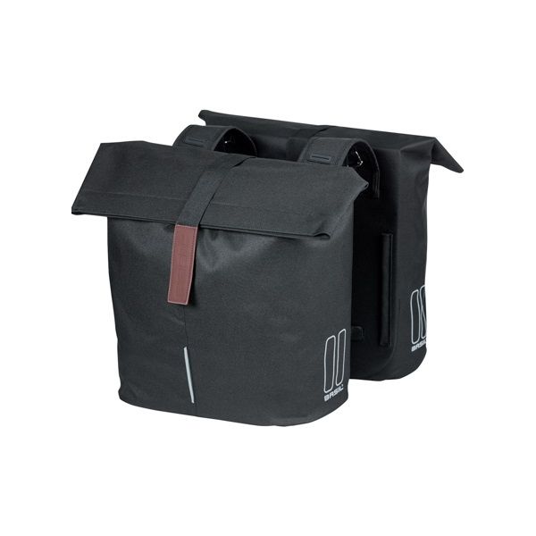Basil City sacoche double pour vélo - polyester hydrofuge - noir - système de pont universel - 28-32L