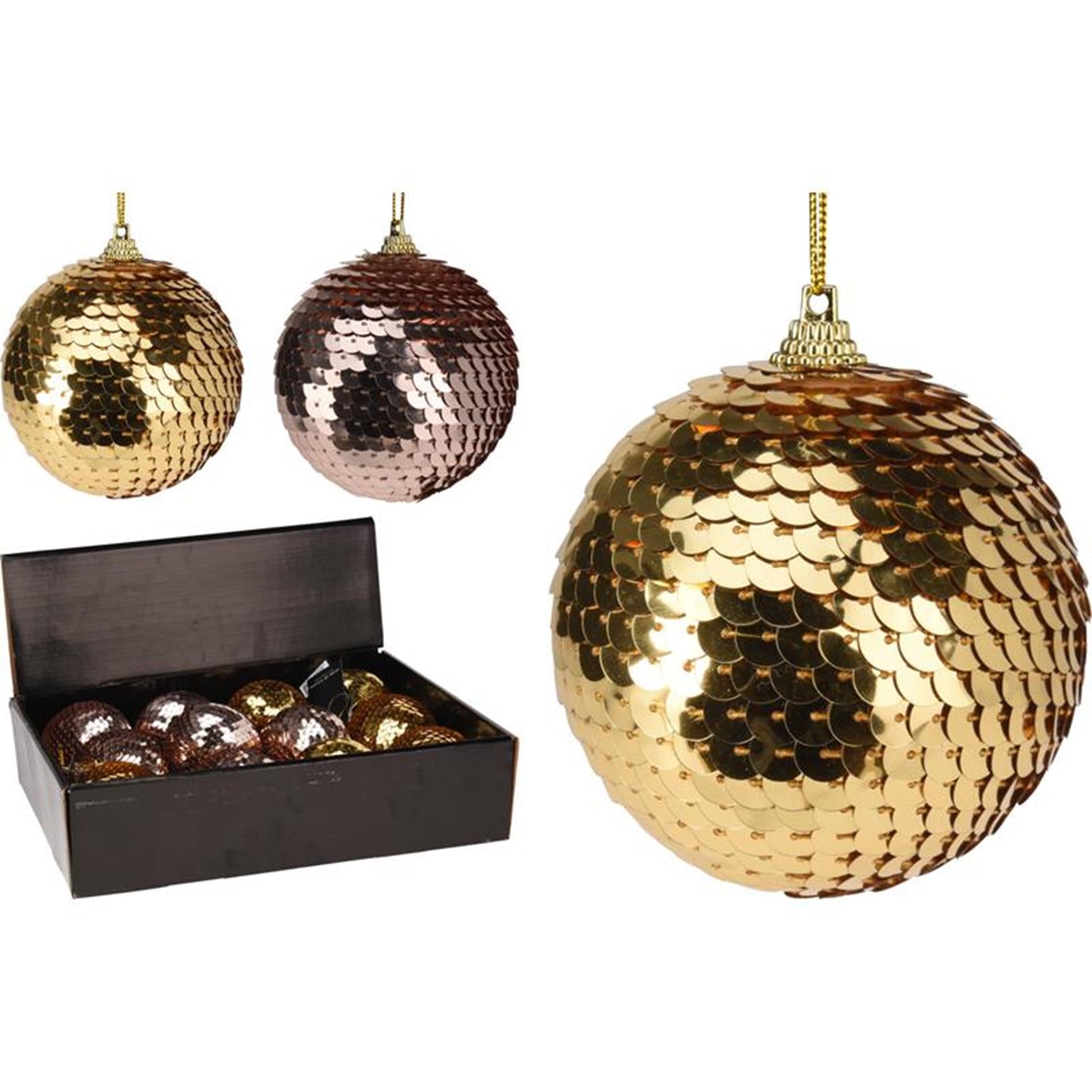 Home stylisme boule de Noël paillettes 7cm or rose
