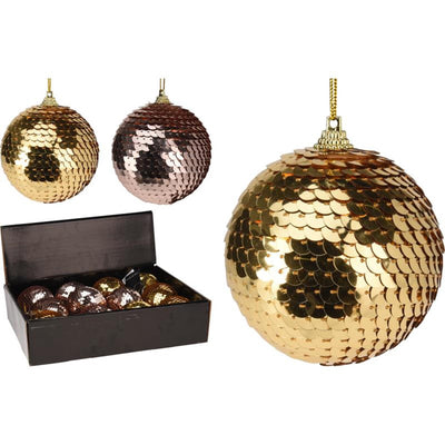 Home stylisme boule de Noël paillettes 7cm or rose