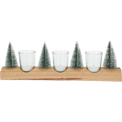 Ensemble de porte-bougies à réchaud de style maison avec des arbres