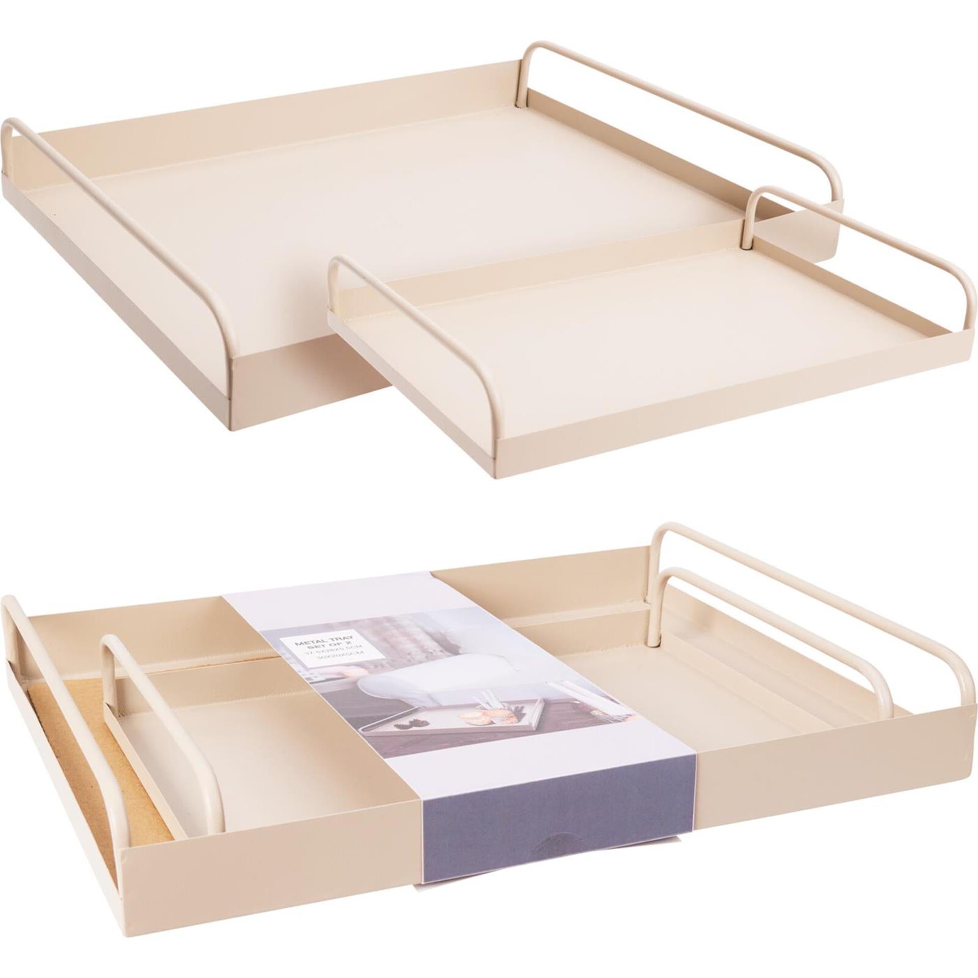 Plateau de coiffage maison lot de 2 métal couleur sable