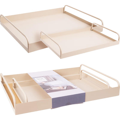 Plateau de coiffage maison lot de 2 métal couleur sable