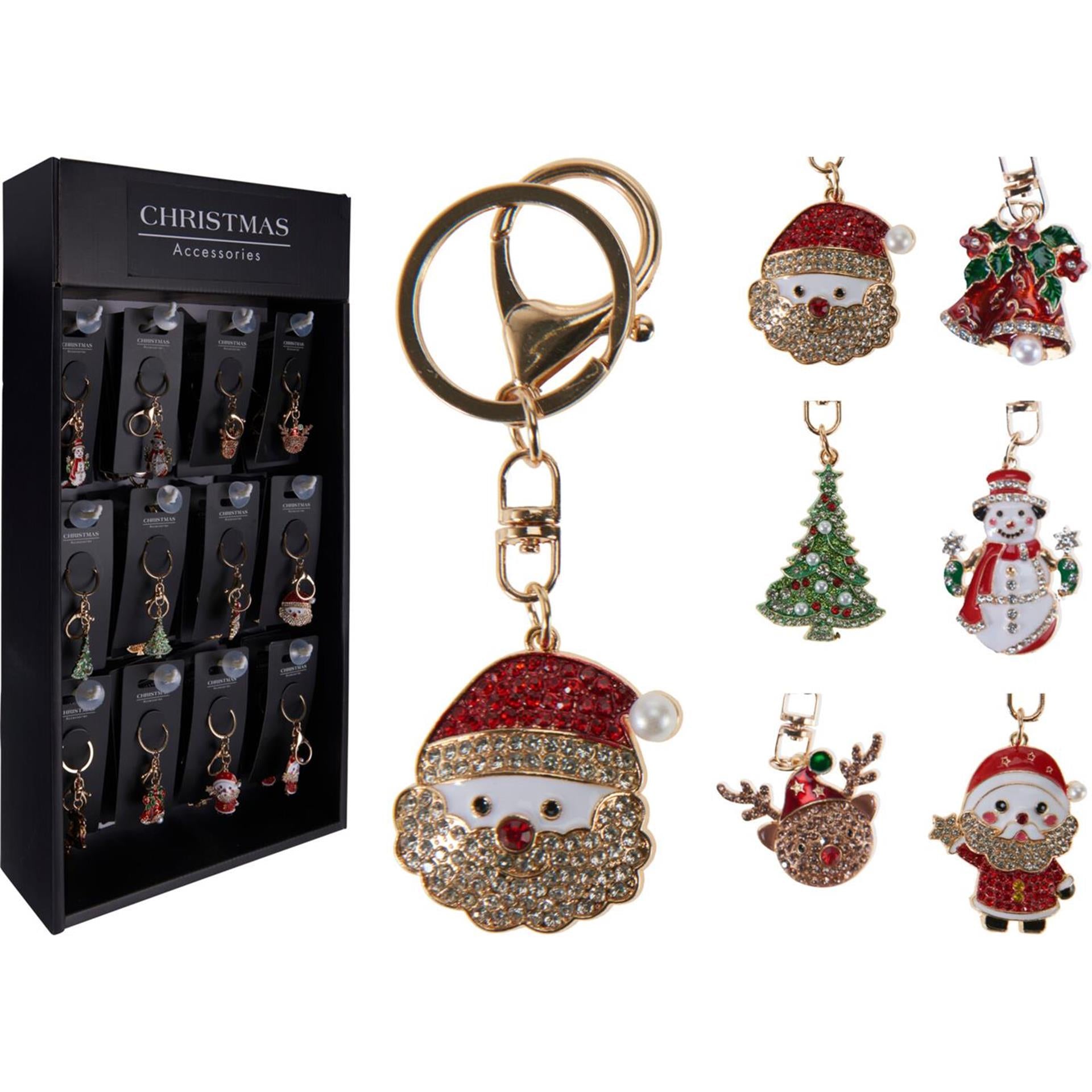 Porte-clés figurine de Noël 6ass