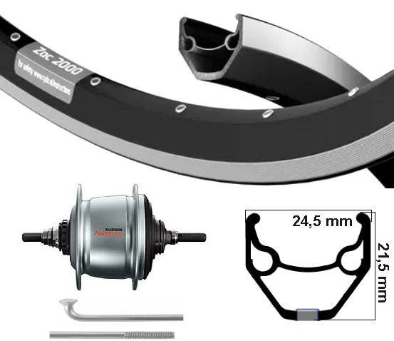 KGS Roue arrière 28 pouces (622) ZAC2000 Black Nexus 8 Rollerbrake