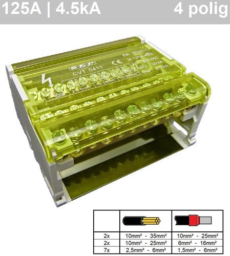 Bloc de connexion pour coffret de distribution 4p - 11 connexions - 4517911