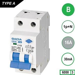 Disjoncteur différentiel 16a b kar 30ma 2p gacia - 4517840