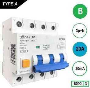 Disjoncteur différentiel 20a b kar 30ma 4p sep - 4518125