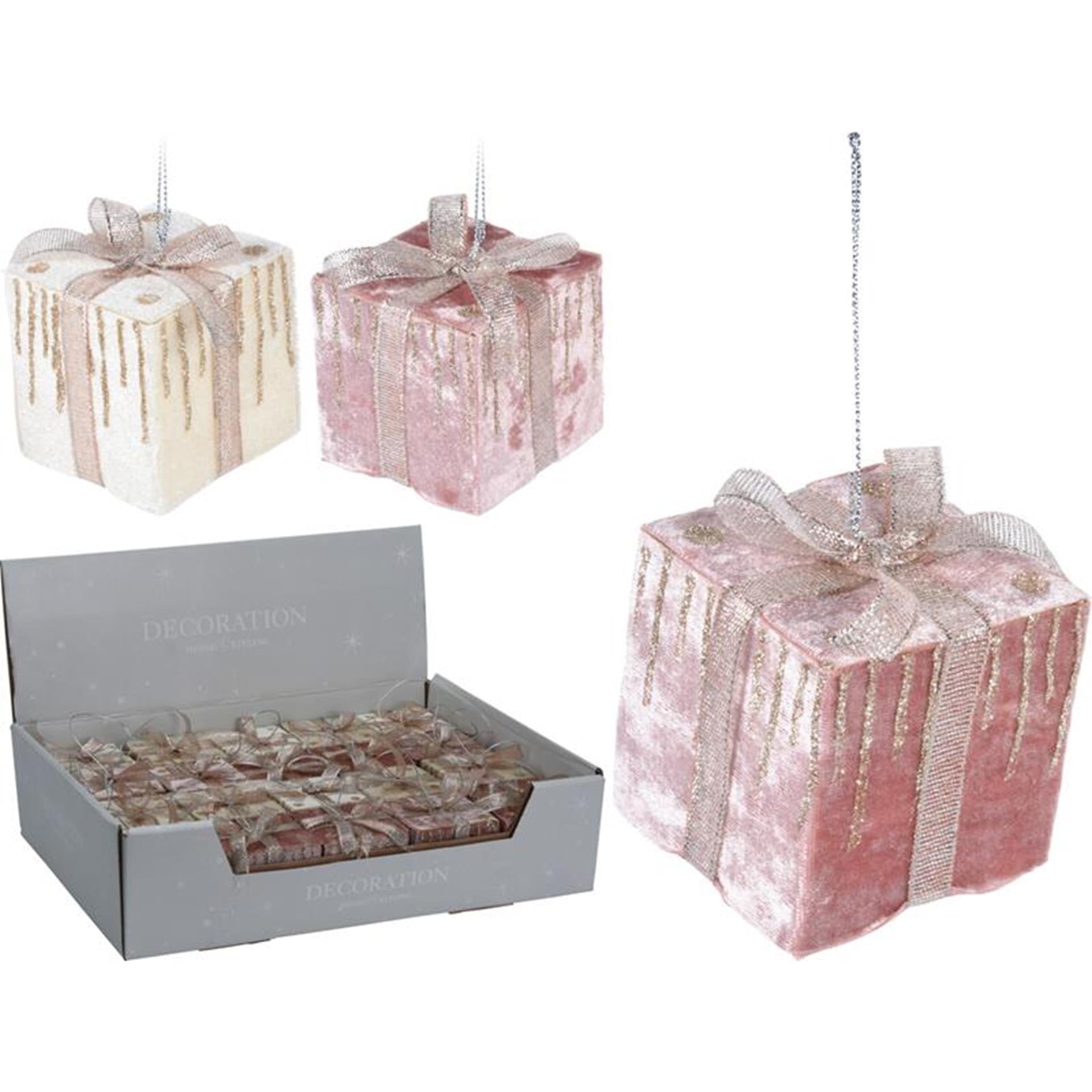 Cintre cadeau velours 7cm rose