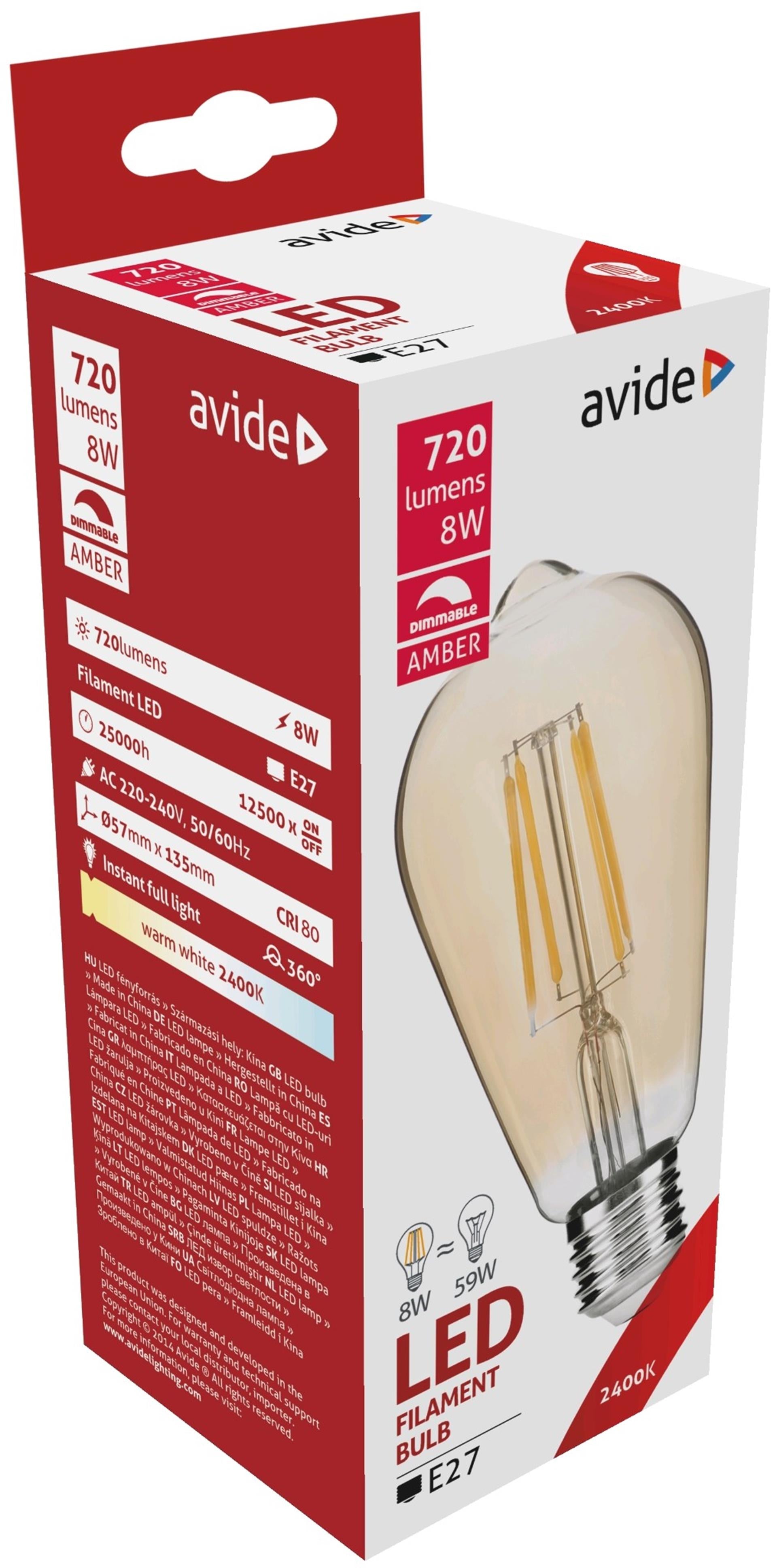 Avide Globe à filament LED dimmable ambre