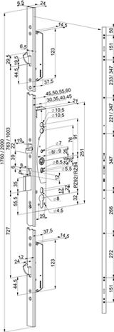 Serrure multipoint anti-panique de sécurité Abloy el466 | poignée simple face contrôlée | autobloquant | skg*** | dm35mm | pc92mm | plaque frontale en acier inoxydable 24x2000mm en forme de U | 12 24 V CC | docteur 1+2+3+4 - 10037688 - afbeelding 2