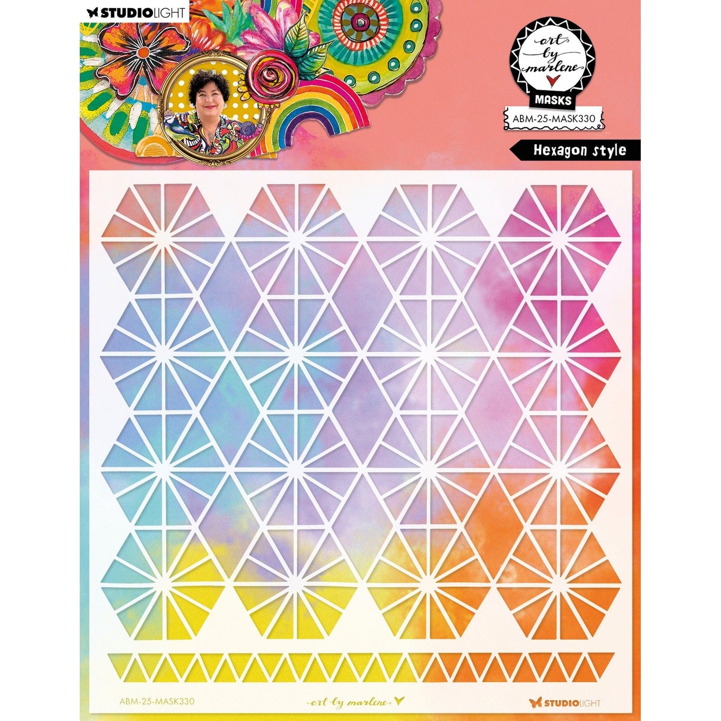 Studio Light • art par Marlene masque pochoir style hexagonal