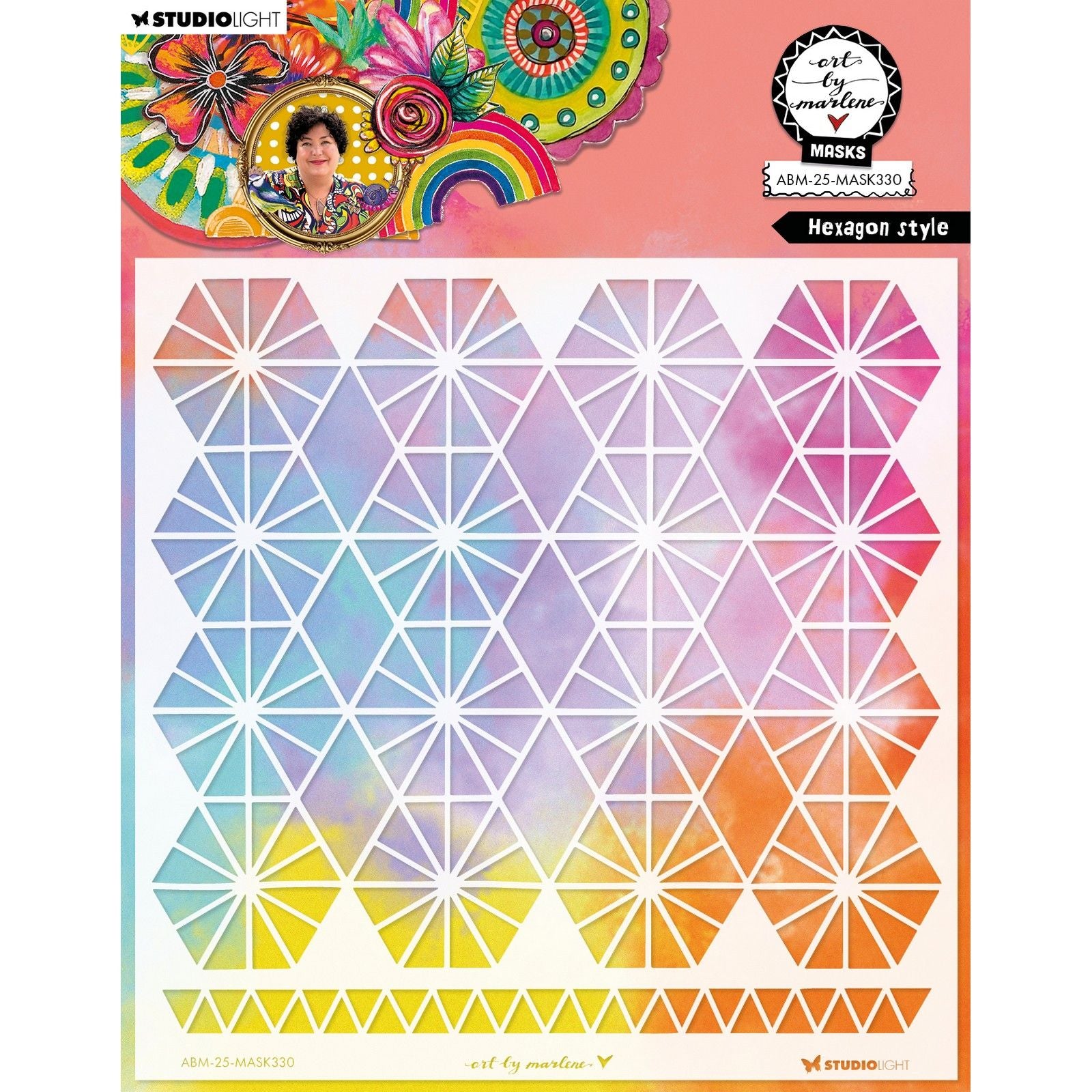 Studio Light • art par Marlene masque pochoir style hexagonal