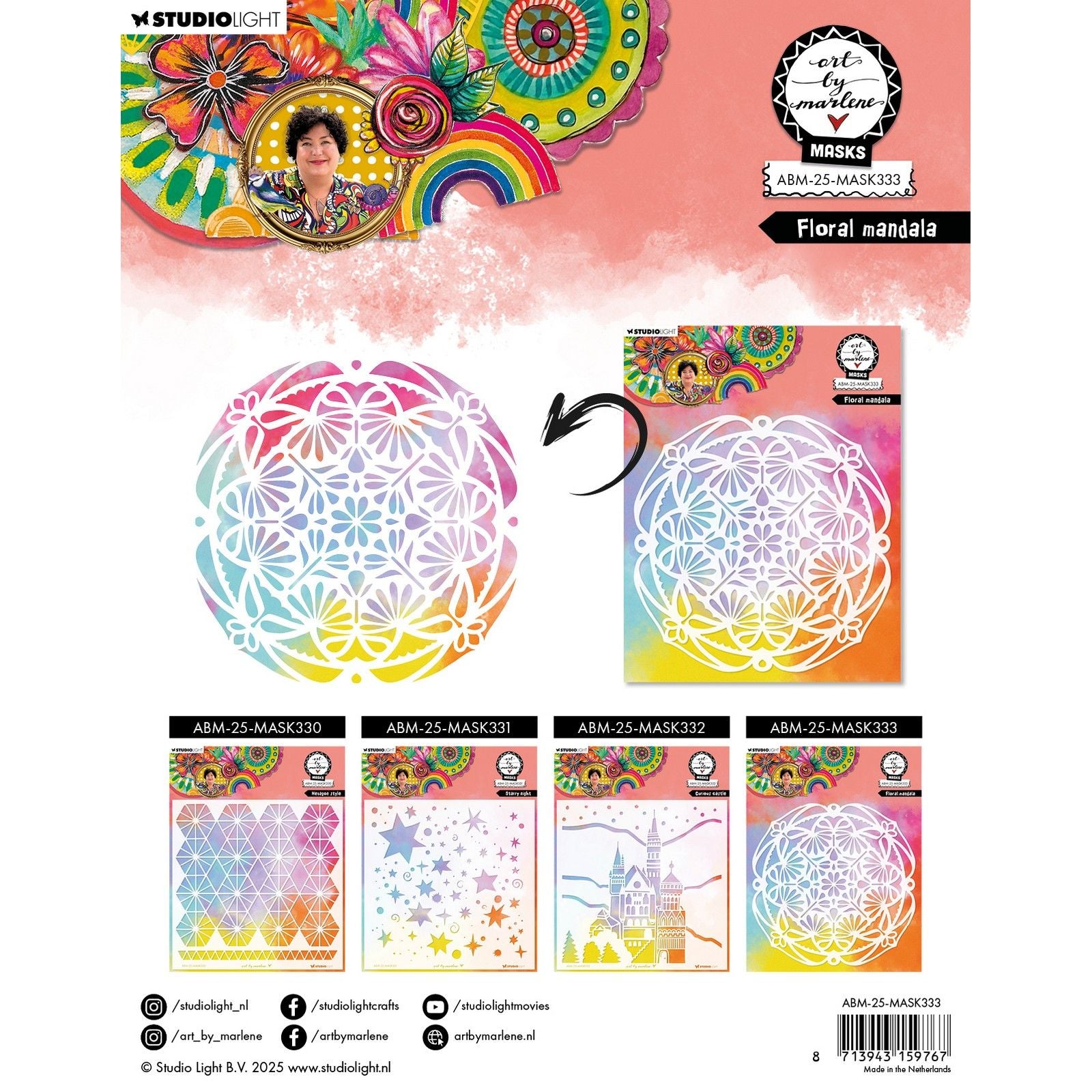 Studio Light • art par Marlene masque pochoir floral mandala